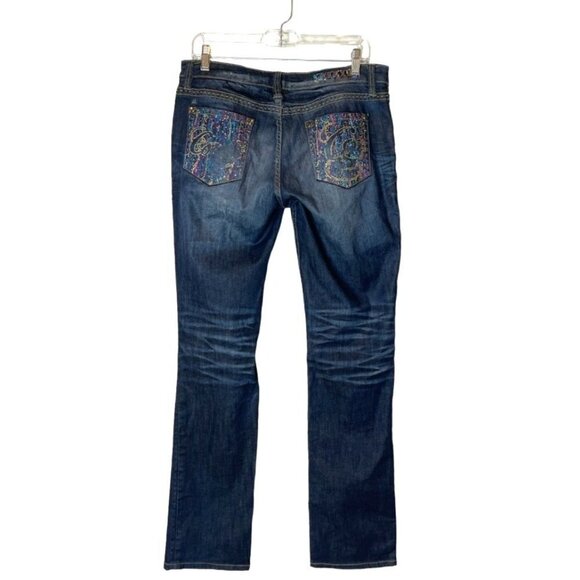 Coogi Blue Medium Wash Distressed Rhinestone Accent Straight Leg Jeans 11/12 - Picture 2 of 12